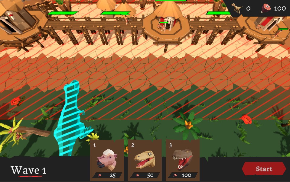 Screenshot from a web-based inverse-tower defense game.