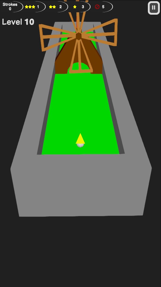 Screenshot of a web/mobile Minigolf game.